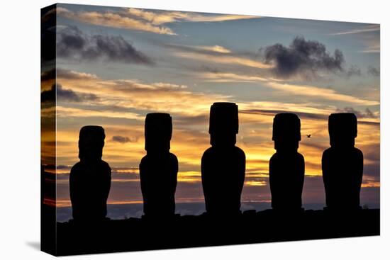 The Maoi Statues Of Tongariki Stand Against The Sunrise On Easter Island, Chile-Karine Aigner-Premier Image Canvas