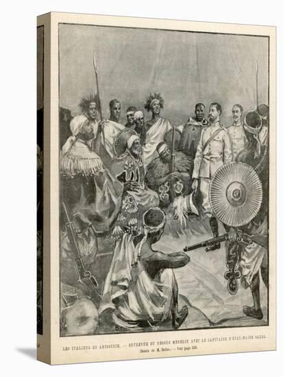 The Meeting of Menelik One of Ethiopia's Greatest Emperors with Major Salsa of the Italian Envoy-Belloc-Stretched Canvas