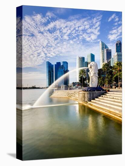 The Merlion Statue with the City Skyline in the Background, Marina Bay, Singapore-Gavin Hellier-Premier Image Canvas