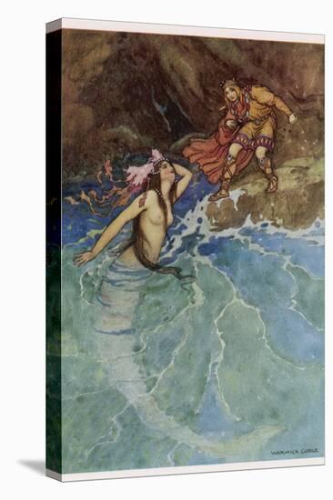 The Mermaid Falls in Love with the King-Warwick Goble-Premier Image Canvas