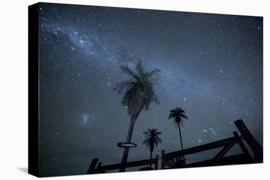 The Milky Way Above Palm Trees and a Wooden Farm Gate-Alex Saberi-Premier Image Canvas