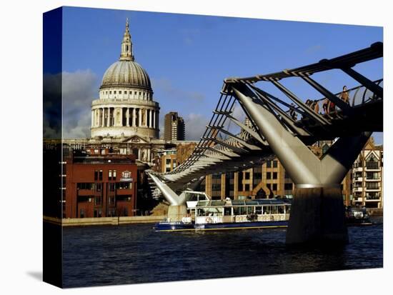 The Millennium Bridge Across the River Thames, with St. Paul's Cathedral Beyond, London, England-David Hughes-Premier Image Canvas