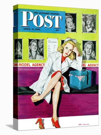 "The Model," Saturday Evening Post Cover, April 17, 1943-Al Moore-Premier Image Canvas