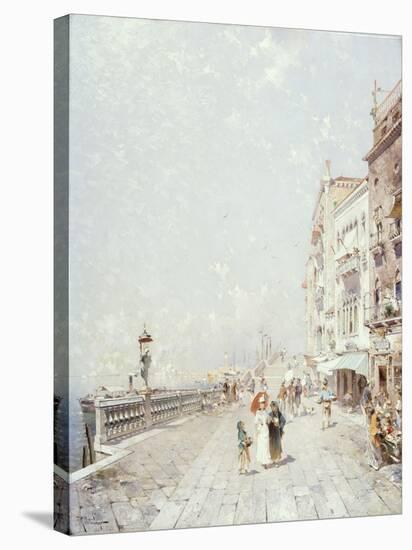 The Molo, Venice, Looking West with Figures Promenading-Franz Richard Unterberger-Premier Image Canvas