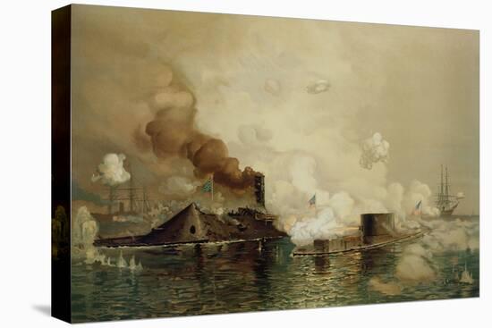 The 'Monitor' and the 'Merrimac', the First Fight Between Ironclads in 1862, Pub. by Louis Prang…-Julian Oliver Davidson-Premier Image Canvas