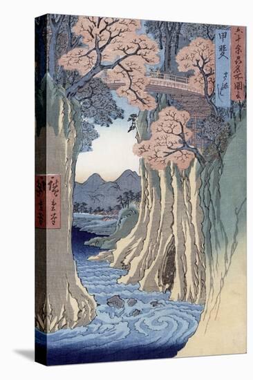 The Monkey Bridge in the Kai Province, from the Series Rokuju-Yoshu Meisho Zue-Ando Hiroshige-Premier Image Canvas