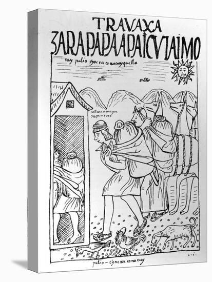 The Month of July, Storing Maize and Potatoes (Woodcut)-Felipe Huaman Poma De Ayala-Premier Image Canvas