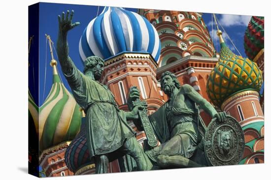 The Monument to Minin and Pozharsky in Front of St Basil's Cathedral in Red Square.-Jon Hicks-Premier Image Canvas