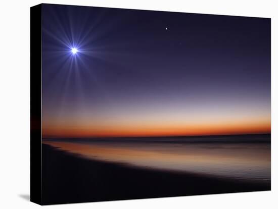 The Moon and Venus at Twilight from the Beach of Pinamar, Argentina-Stocktrek Images-Premier Image Canvas