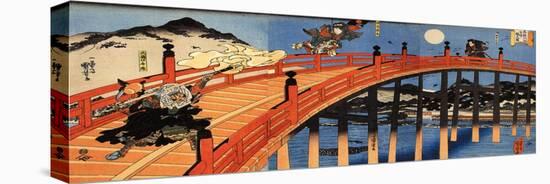 The Moonlight Fight Between Yoshitsune and Benkei on the Gojobashi-Kuniyoshi Utagawa-Premier Image Canvas