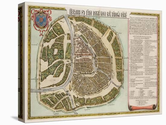 The Moscow Kremlin Map of the 16Th Century (Castellum Urbis Moskvae), 1662 (Copper Engraving & W/C)-Joan Blaeu-Premier Image Canvas