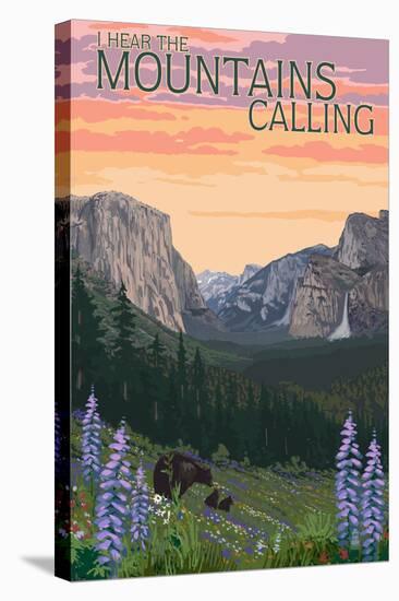 The Mountains Calling - National Park WPA Sentiment-Lantern Press-Stretched Canvas