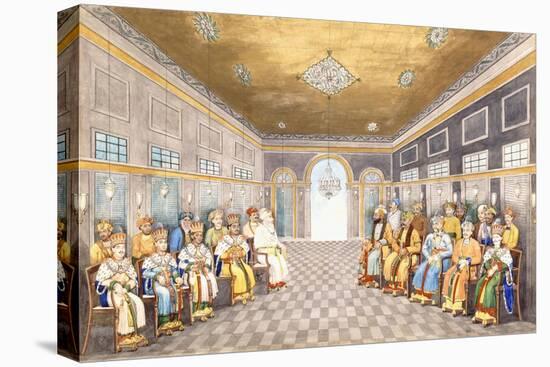 The Nawabs and Kings of Oudh in a Palace Interior with their Servants in Attendance, C.1800-null-Premier Image Canvas