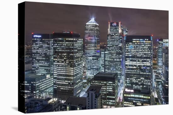 The New London Financial District in the Docklands at Night.-David Bank-Premier Image Canvas