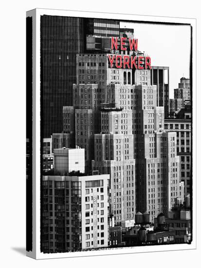 The New Yorker Hotel, Black and White Photography, Red Signs, Midtown Manhattan, New York City, US-Philippe Hugonnard-Premier Image Canvas