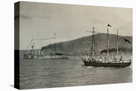 'The Nimrod Passing H.M.S. Powerful,...in Lyttelton Harbour', 1 January 1908, (1909)-Unknown-Premier Image Canvas