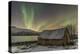 The Northern Lights Illuminates the Wooden Cabin, Svensby, Lyngen Alps, Troms, Lapland, Norway-Roberto Moiola-Premier Image Canvas