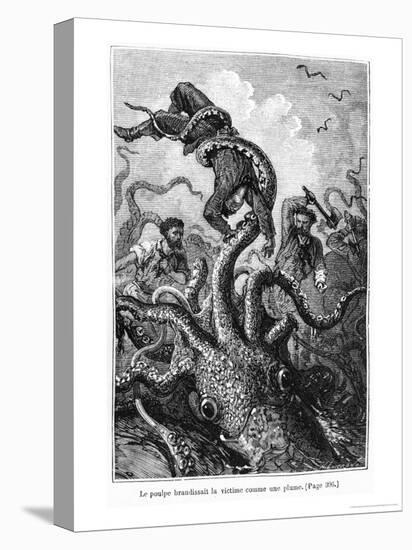 The Octopus Attacking the Nautilus, Illustration from "20,000 Leagues under the Sea"-Alphonse Marie de Neuville-Premier Image Canvas