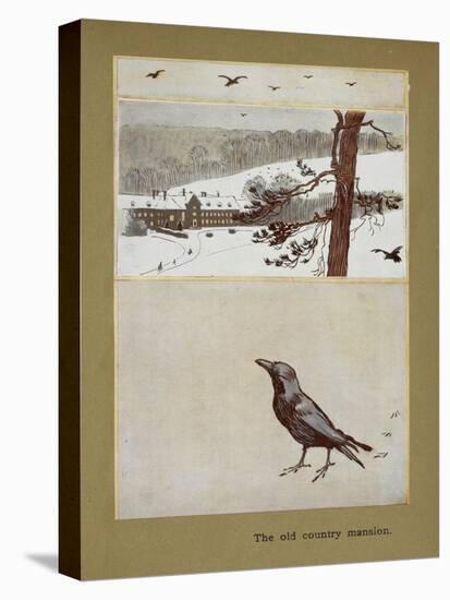 The Old Country Mansion - a Crow With a Large Country House in the Snow-Cecil Aldin-Premier Image Canvas