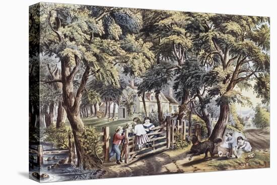 The Old Farm Gate-Currier & Ives-Premier Image Canvas