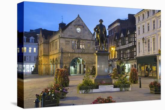 The Old Market Hall and Robert Clive Statue, the Square, Shrewsbury, Shropshire, England, UK-Stuart Black-Premier Image Canvas