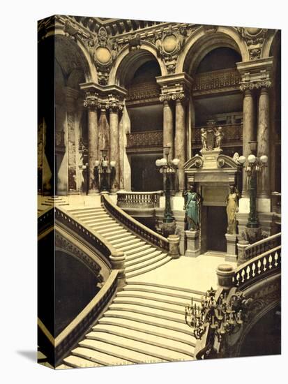 The Opera House, the grand staircase, Paris, France, c.1890-1900-null-Premier Image Canvas