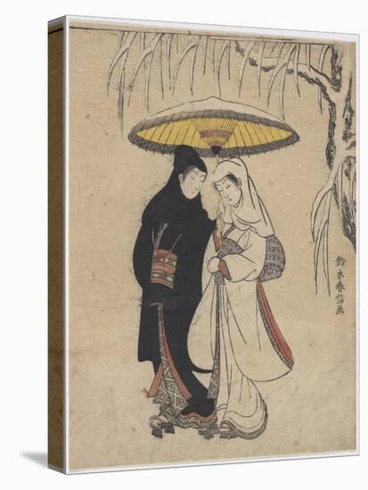 The Oriental Arts : Young Lovers Walking Together under an Umbrella in a Snow Storm Par Harunobu, S-Suzuki Harunobu-Premier Image Canvas