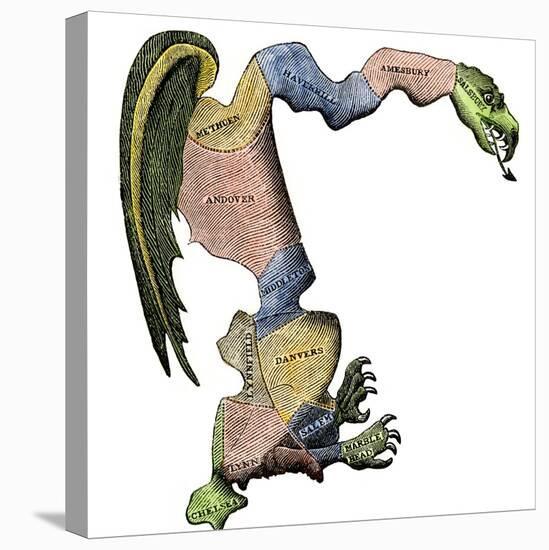 The Original Gerrymander - Massachusetts Towns Formed into a Salamander-Shaped District-null-Premier Image Canvas