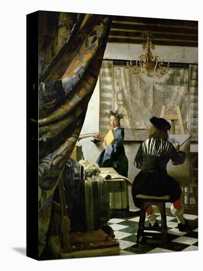 The painter (Vermeers self-portrait) and his model as Klio.-Johannes Vermeer-Premier Image Canvas