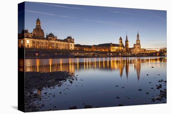 The Panorama of Dresden in Saxony with the River Elbe in the Foreground.-David Bank-Premier Image Canvas