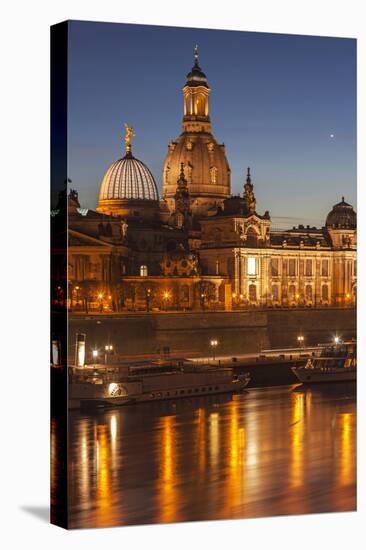 The Panorama of Dresden in Saxony with the River Elbe in the Foreground.-David Bank-Premier Image Canvas