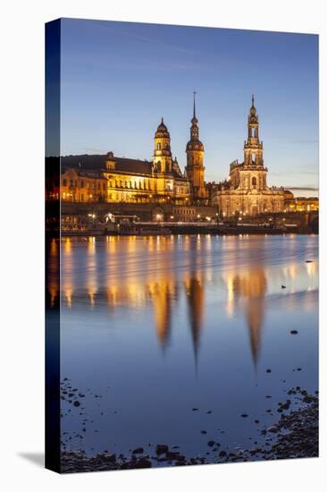 The Panorama of Dresden in Saxony with the River Elbe in the Foreground.-David Bank-Premier Image Canvas