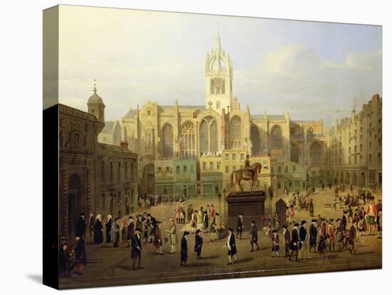 The Parliament Close and Public Figures of Edinburgh, About the End of the 18th Century-Wilkie, Nasmyth & Stanfield Roberts-Premier Image Canvas