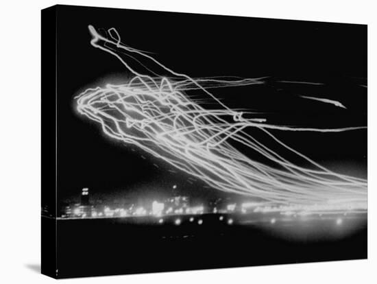 The Pattern Made by Landing Lights of Planes in 20 Minute Time Exposure at La Guardia Airport-Andreas Feininger-Premier Image Canvas
