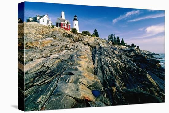 The Pemaquid Point Lighthouse with Rocky Shoreline-George Oze-Premier Image Canvas