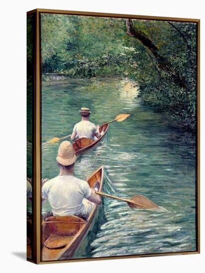 The Perissoires. Couple Walking in the Water in Perissoires, Kind of Kayak (The Canoes). (Element O-Gustave Caillebotte-Premier Image Canvas