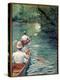 The Perissoires. Couple Walking in the Water in Perissoires, Kind of Kayak (The Canoes). (Element O-Gustave Caillebotte-Premier Image Canvas