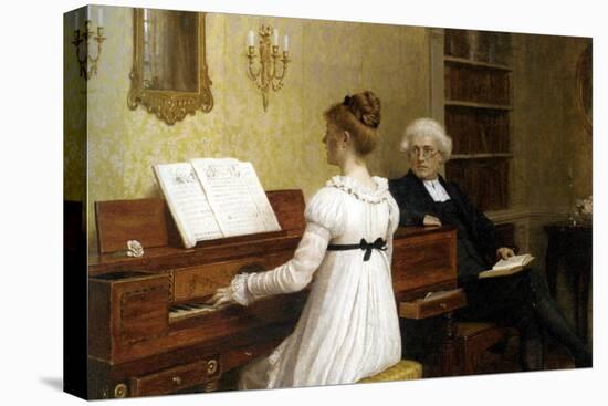 The Piano Lesson-Edmund Blair Leighton-Stretched Canvas