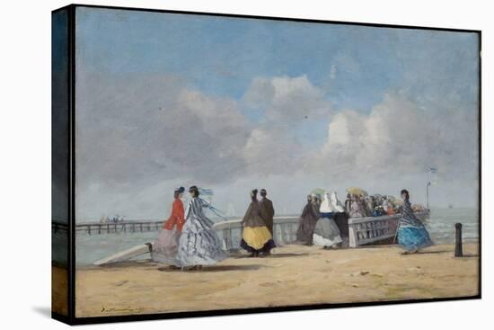 The Pier at Trouville, 1864 (Oil on Canvas)-Eugene Louis Boudin-Premier Image Canvas