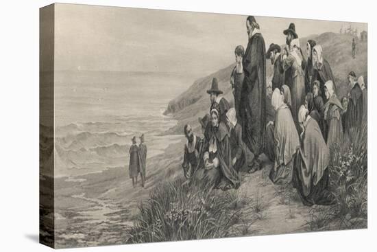 The Pilgrim Fathers Watch the Mayflower Sail Home to England-A.w. Bayers-Premier Image Canvas