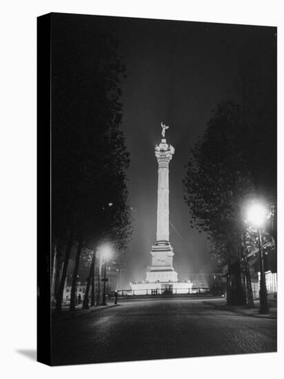 The Place De La Bastille Shimmering with Light During the Night-Ralph Morse-Premier Image Canvas