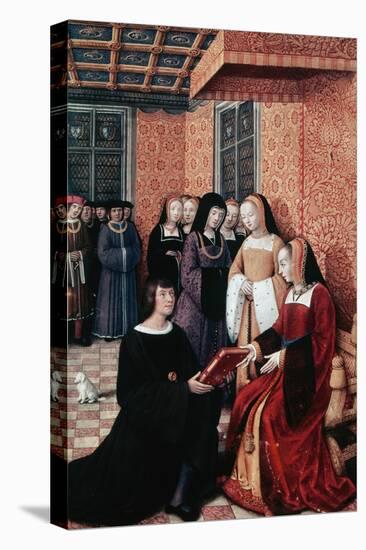 The Poet Jean Marot (1450-1526) Handing over His Work Voyage to Genoa to Anne of Brittany (1477-151-Jean Bourdichon-Premier Image Canvas