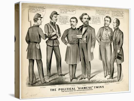 The Political Siamese Twins, the Offspring of Chicago Miscegenation, 1864-Currier & Ives-Premier Image Canvas