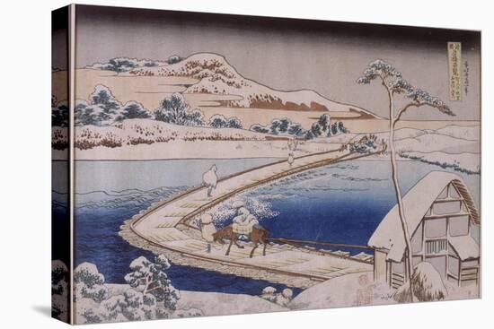 The Pontoon Bridge at Sano in the Province of Kozuka-Katsushika Hokusai-Premier Image Canvas