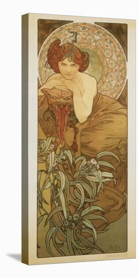 The Precious Stones: L'Emeraude-Alphonse Mucha-Stretched Canvas