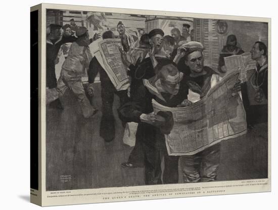 The Queen's Death, the Arrival of Newspapers on a Battleship-Frank Craig-Premier Image Canvas