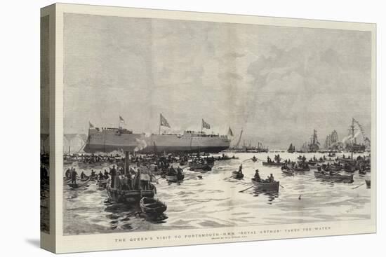 The Queen's Visit to Portsmouth, HMS Royal Arthur Takes the Water-William Lionel Wyllie-Premier Image Canvas