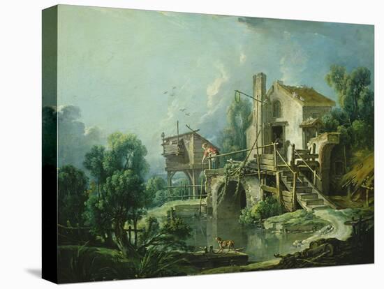 The Quiquengrogne Windmill at Charenton, or the Charenton Windmill, C.1750-60 (Oil on Canvas)-Francois Boucher-Premier Image Canvas