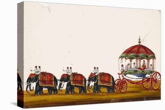 The Raja of Malayam in His Carriage Being Pulled by Three Pairs of Elephants, from Thanjavur, India-null-Premier Image Canvas