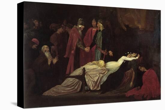 The Reconciliation of the Montague's and Capulet's over the Dead Bodies of Romeo and Juliet-Frederick Leighton-Stretched Canvas